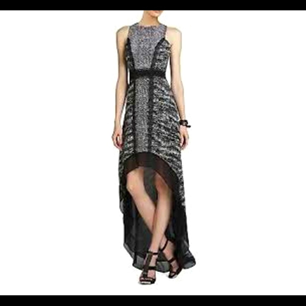 BCBGMaxAzria Black Comb White Sienna Sleeveless Dress